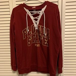 Pink FSU Lace-Up Sweatshirt